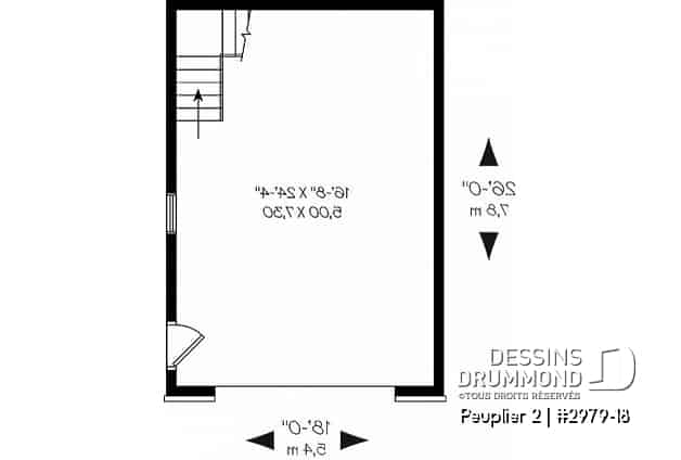 Rez-de-chaussée - Garage simple ample, à étages de style classique, avec escalier vers l'étage - Peuplier 2