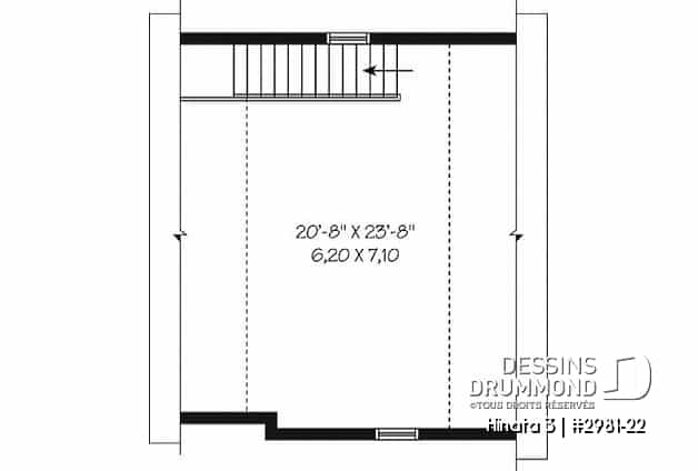 Étage - Plan de garage simple à l'Américaine avec espace boni de rangement  - Hinata 3