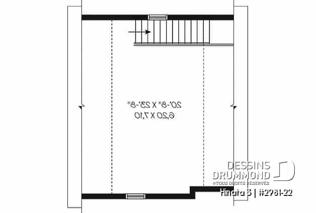 Étage - Plan de garage simple à l'Américaine avec espace boni de rangement  - Hinata 3