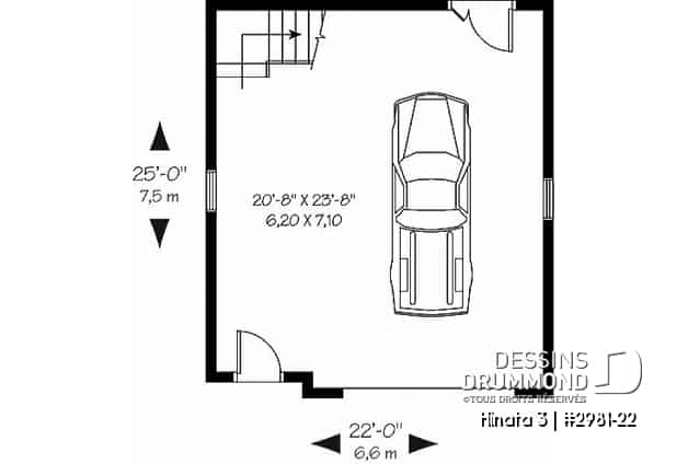 Rez-de-chaussée - Plan de garage simple à l'Américaine avec espace boni de rangement  - Hinata 3