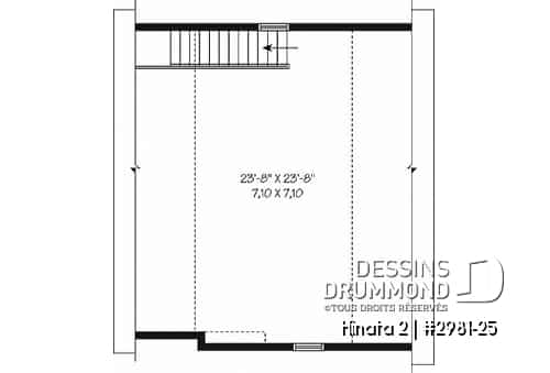 Étage - Plan de garage simple de grand format avec esapce boni aménageable à l'étage, accessible par escalier. - Hinata 2