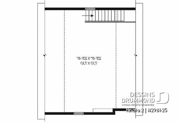 Étage - Plan de garage simple de grand format avec esapce boni aménageable à l'étage, accessible par escalier. - Hinata 2