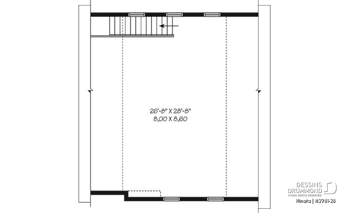Étage - Plan de garage double style champêtre à étages - Hinata