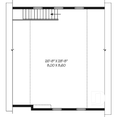 Étage - Plan de garage double style champêtre à étages - Hinata