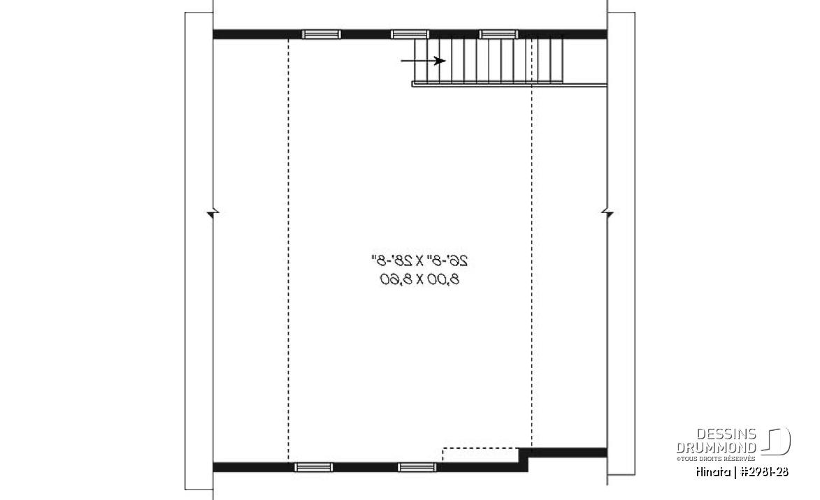 Étage - Plan de garage double style champêtre à étages - Hinata