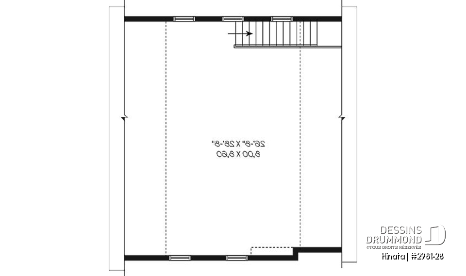 Étage - Plan de garage double style champêtre à étages - Hinata