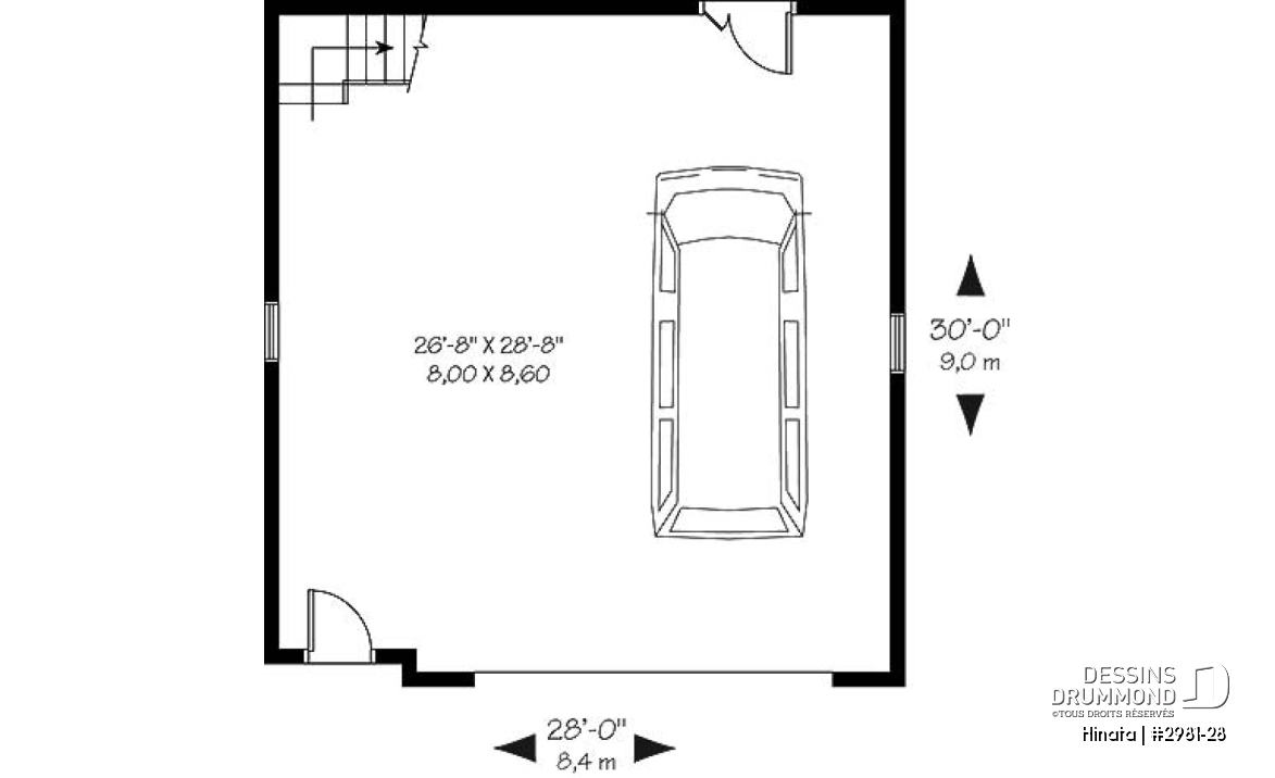 Rez-de-chaussée - Plan de garage double style champêtre à étages - Hinata