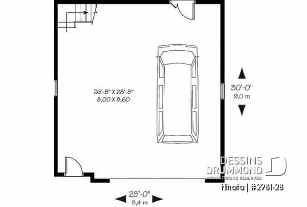 Rez-de-chaussée - Plan de garage double style champêtre à étages - Hinata