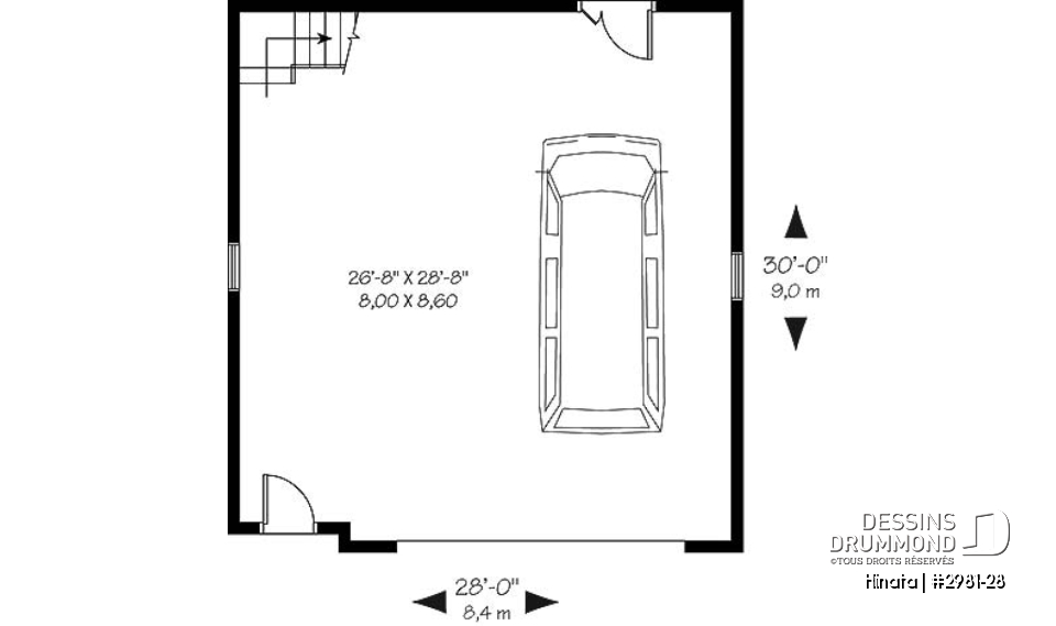 Rez-de-chaussée - Plan de garage double style champêtre à étages - Hinata