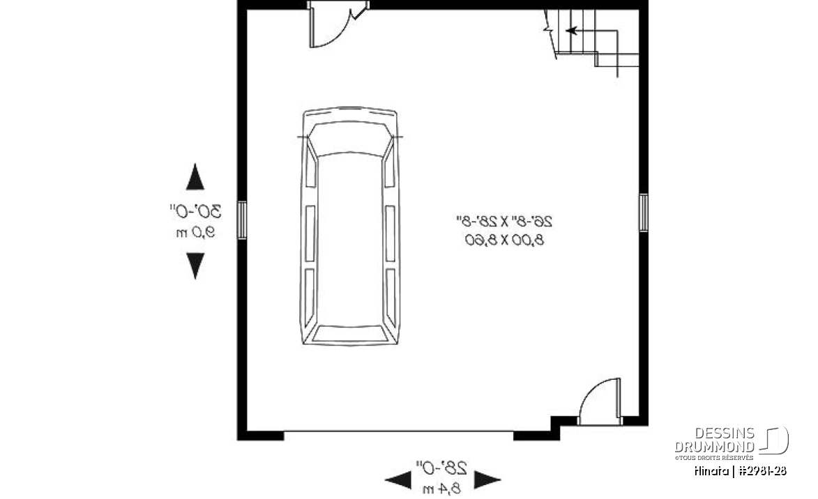 Rez-de-chaussée - Plan de garage double style champêtre à étages - Hinata