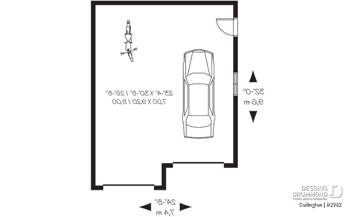 Rez-de-chaussée - Modèle de plan de garage double détaché, de style champêtre, avec plafond à plus de 10' - Carlington