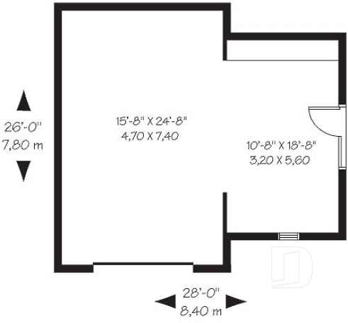 Rez-de-chaussée - Joli plan de garage simple de style champêtre avec coin jardinage ou atelier - Potter's Charm