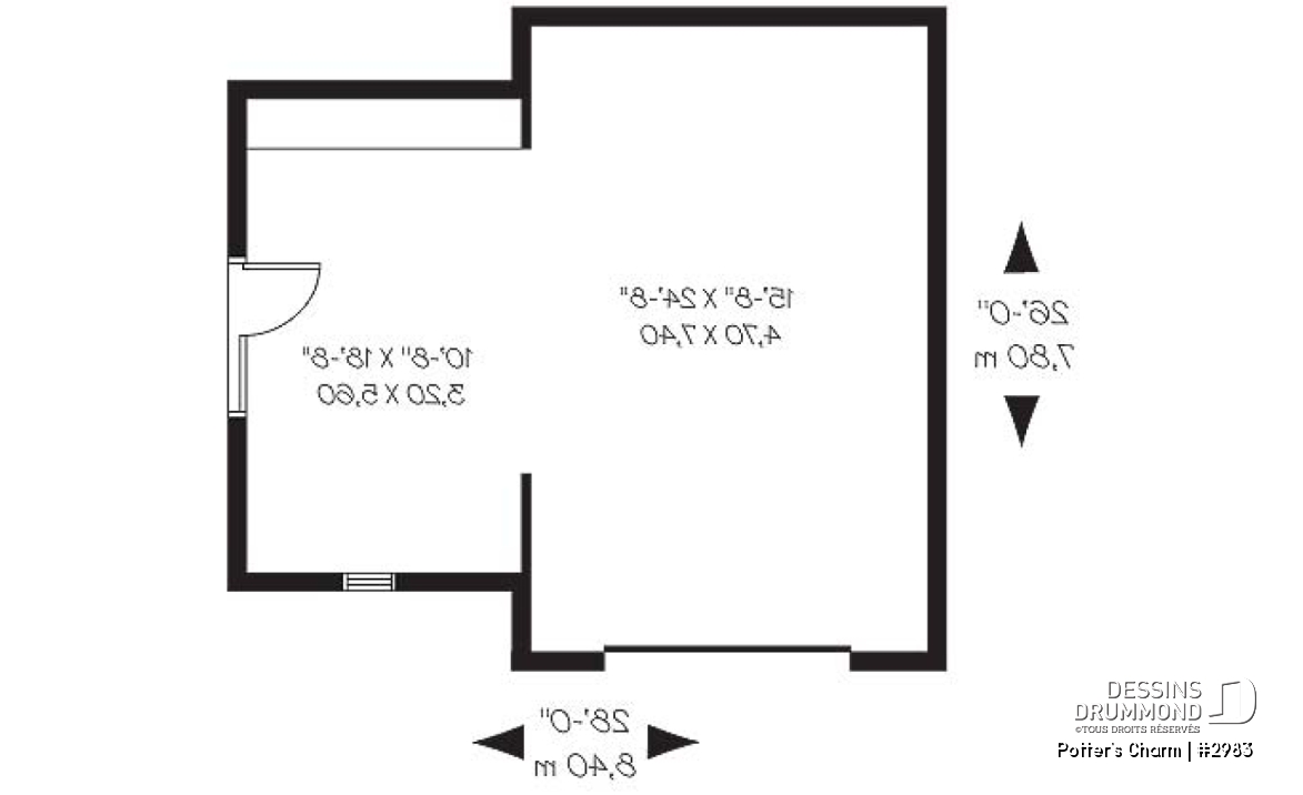 Rez-de-chaussée - Joli plan de garage simple de style champêtre avec coin jardinage ou atelier - Potter's Charm