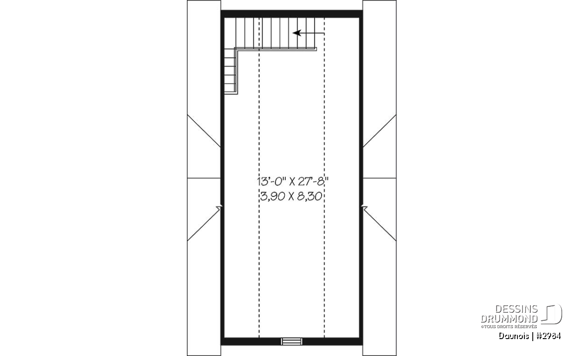 Étage - Plan de garage simple deux étages de style Victorien et champêtre - Daunois