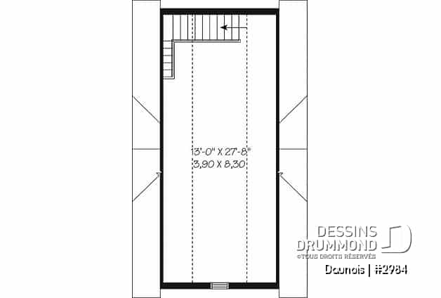 Étage - Plan de garage simple deux étages de style Victorien et champêtre - Daunois