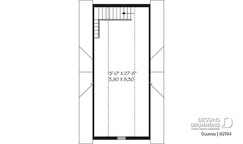 Étage - Plan de garage simple deux étages de style Victorien et champêtre - Daunois
