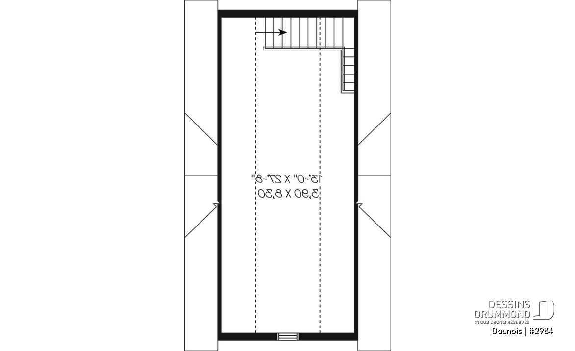 Étage - Plan de garage simple deux étages de style Victorien et champêtre - Daunois