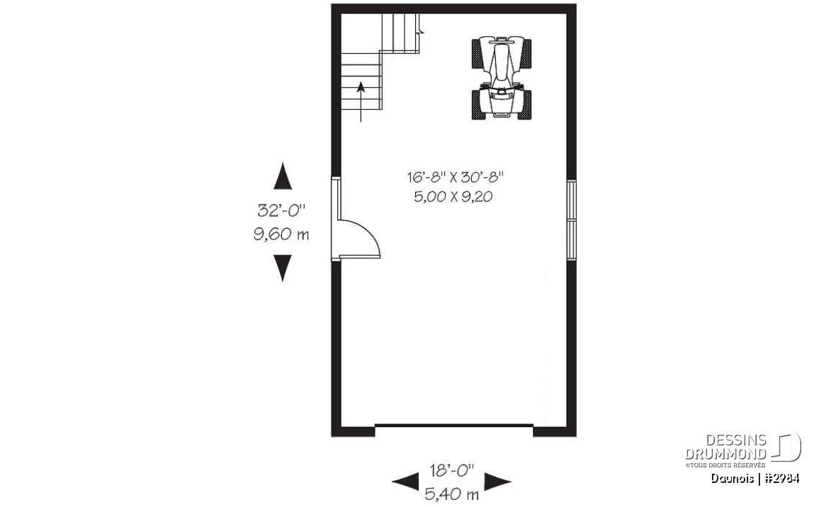 Rez-de-chaussée - Plan de garage simple deux étages de style Victorien et champêtre - Daunois