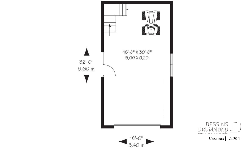 Rez-de-chaussée - Plan de garage simple deux étages de style Victorien et champêtre - Daunois