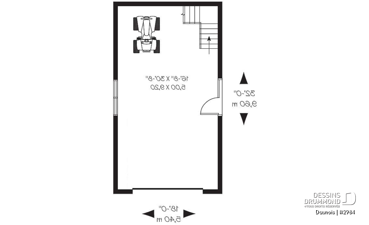 Rez-de-chaussée - Plan de garage simple deux étages de style Victorien et champêtre - Daunois
