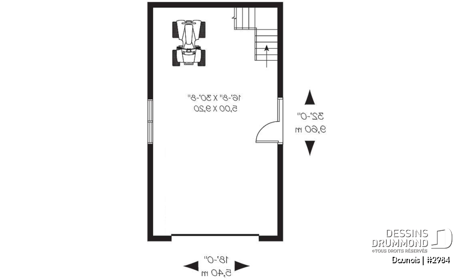 Rez-de-chaussée - Plan de garage simple deux étages de style Victorien et champêtre - Daunois