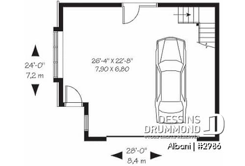 Rez-de-chaussée - Modèle de garage double champêtre avec grandes fenêtres - Albani