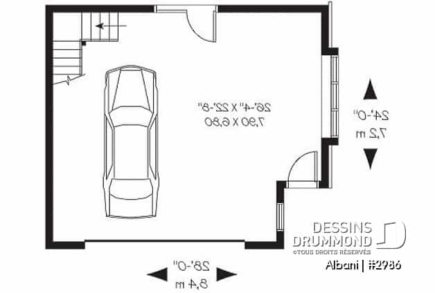 Rez-de-chaussée - Modèle de garage double champêtre avec grandes fenêtres - Albani