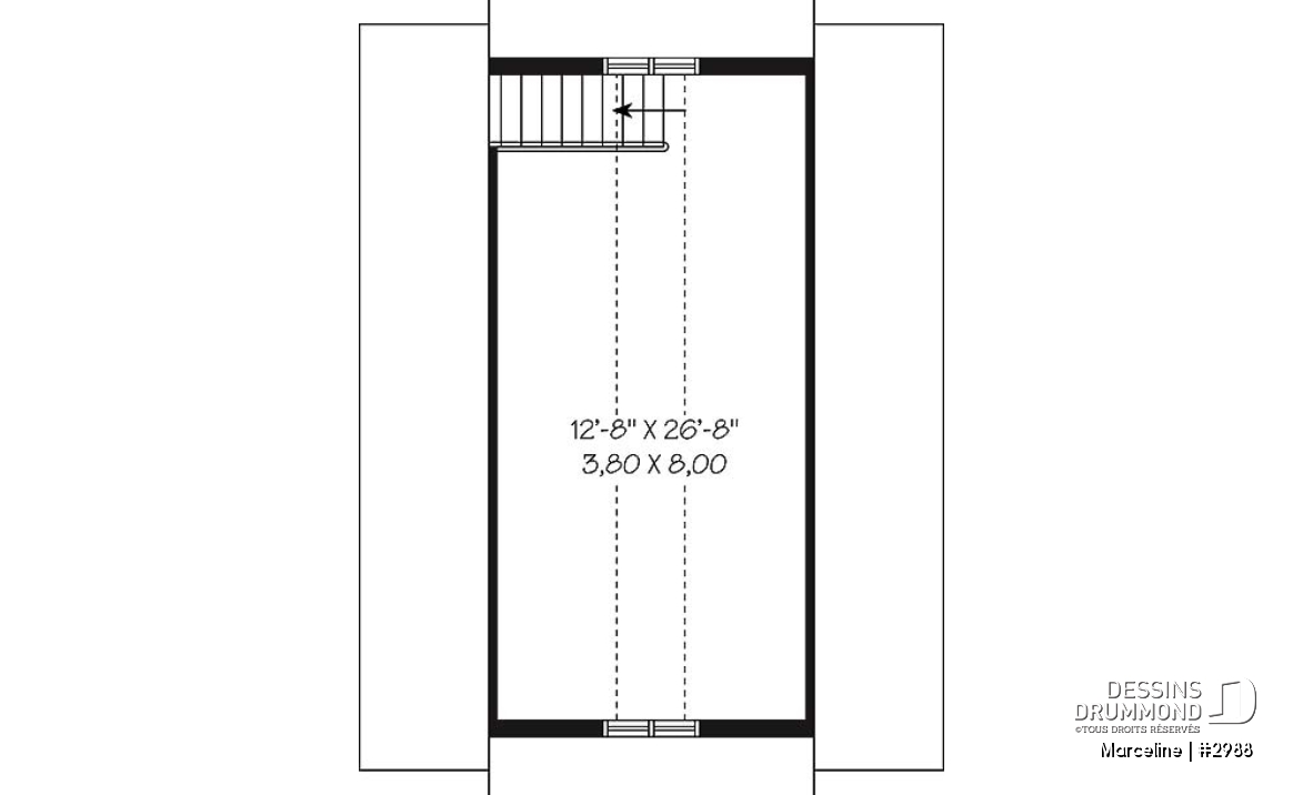 Étage - Plan de garage double offrant espace boni aménageable à l'étage - Marceline