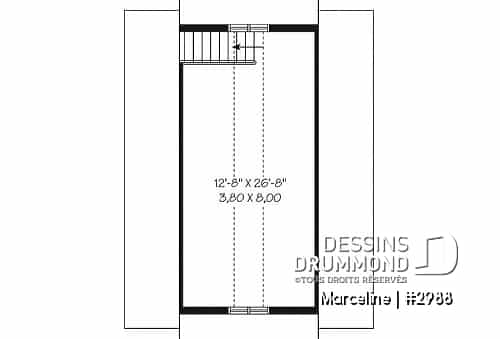 Étage - Plan de garage double offrant espace boni aménageable à l'étage - Marceline