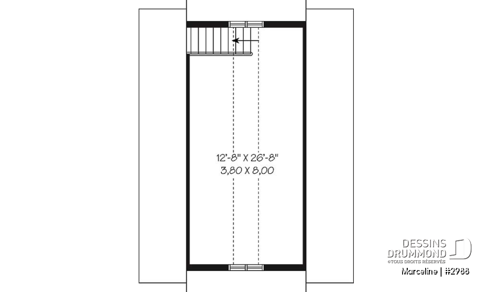Étage - Plan de garage double offrant espace boni aménageable à l'étage - Marceline