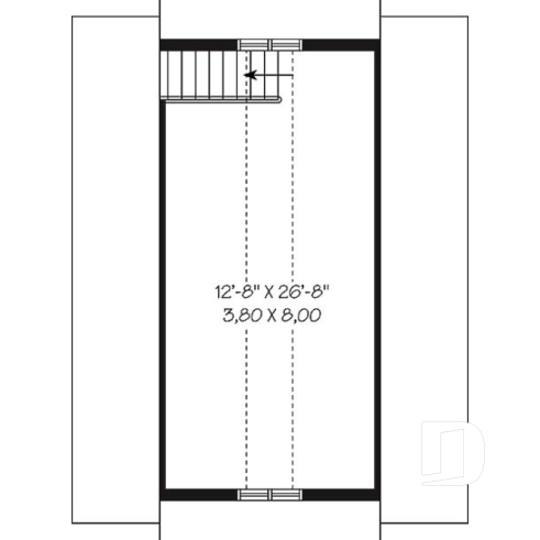 Étage - Plan de garage double offrant espace boni aménageable à l'étage - Marceline