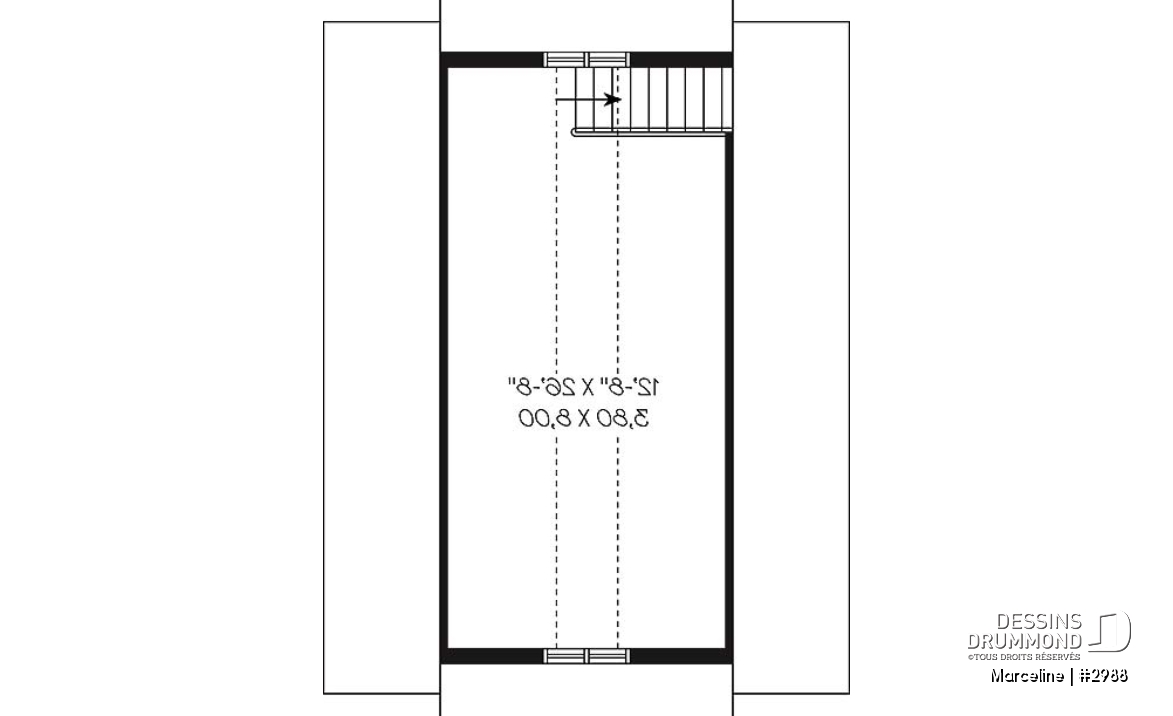 Étage - Plan de garage double offrant espace boni aménageable à l'étage - Marceline