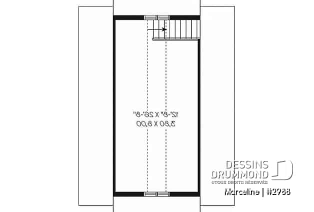 Étage - Plan de garage double offrant espace boni aménageable à l'étage - Marceline