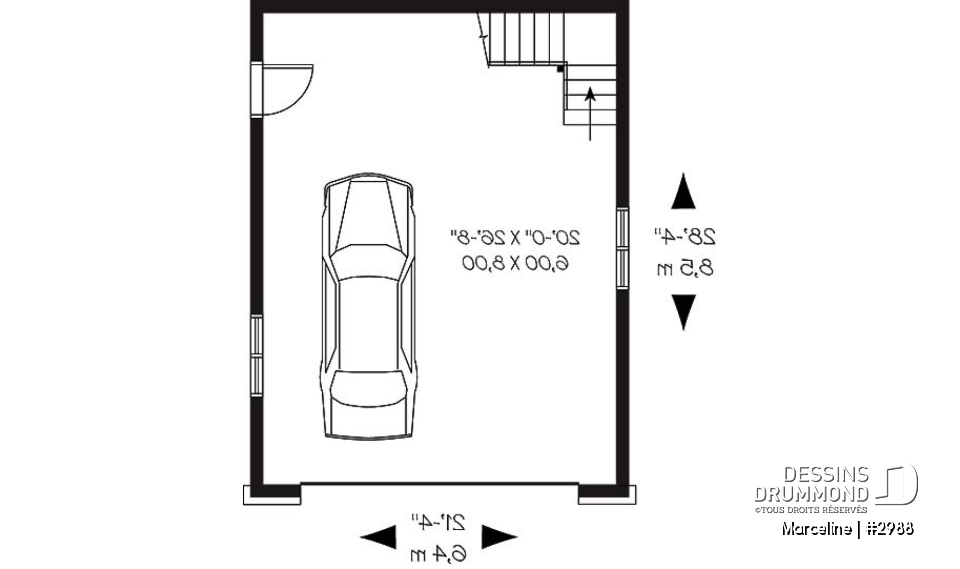 Rez-de-chaussée - Plan de garage double offrant espace boni aménageable à l'étage - Marceline