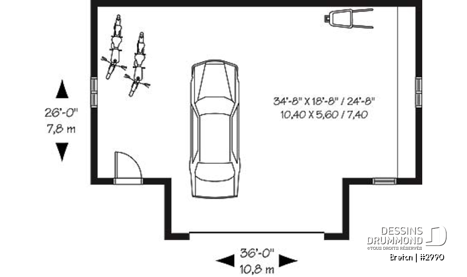 Rez-de-chaussée - Garage double, style traditionnel, rangement attrayant - Breton