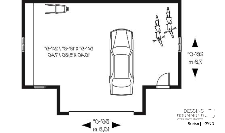 Rez-de-chaussée - Garage double, style traditionnel, rangement attrayant - Breton