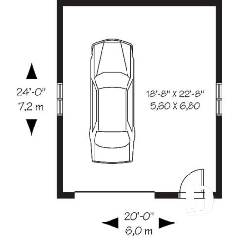 Rez-de-chaussée - Plan de garage simple style champêtre suffisamment grand pour avoir un secteur rangement ou atelier - Bentley