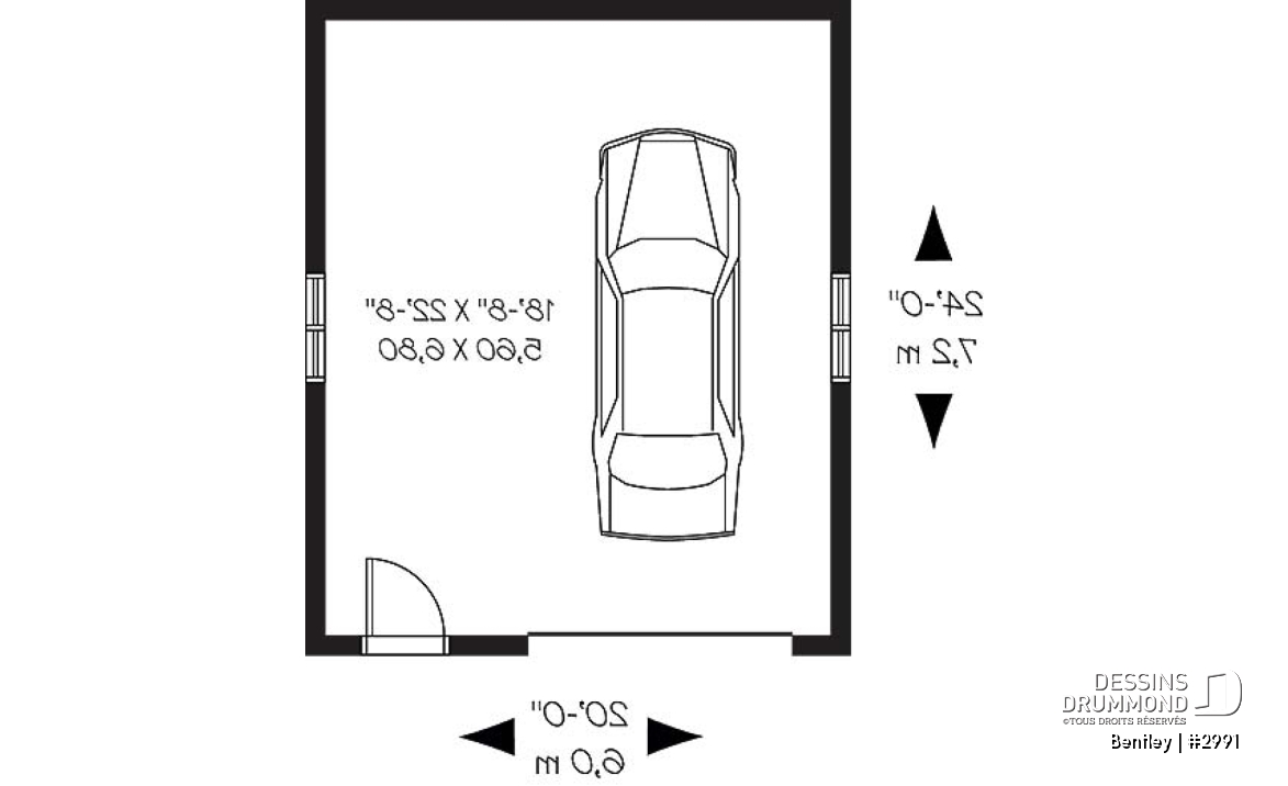 Rez-de-chaussée - Plan de garage simple style champêtre suffisamment grand pour avoir un secteur rangement ou atelier - Bentley