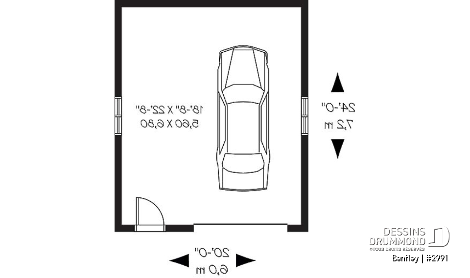 Rez-de-chaussée - Plan de garage simple style champêtre suffisamment grand pour avoir un secteur rangement ou atelier - Bentley