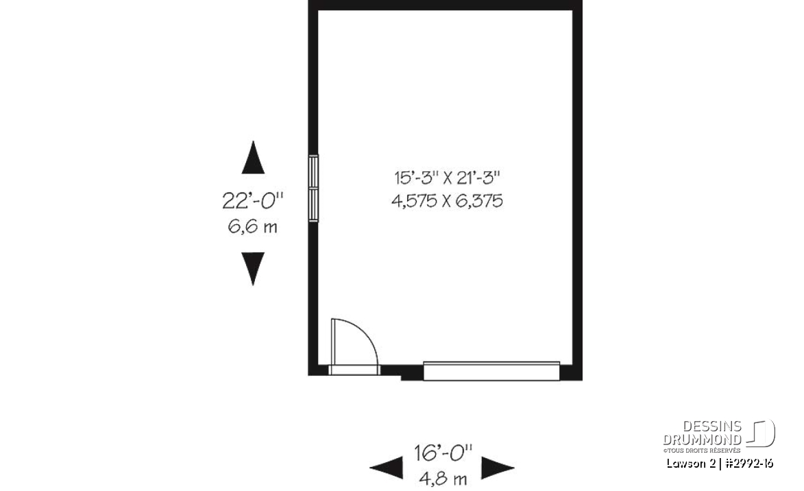 Rez-de-chaussée - Petit plan de garage détaché pour 1 voiture, style pouvant s'intégrer à tous les genres de maison - Lawson 2