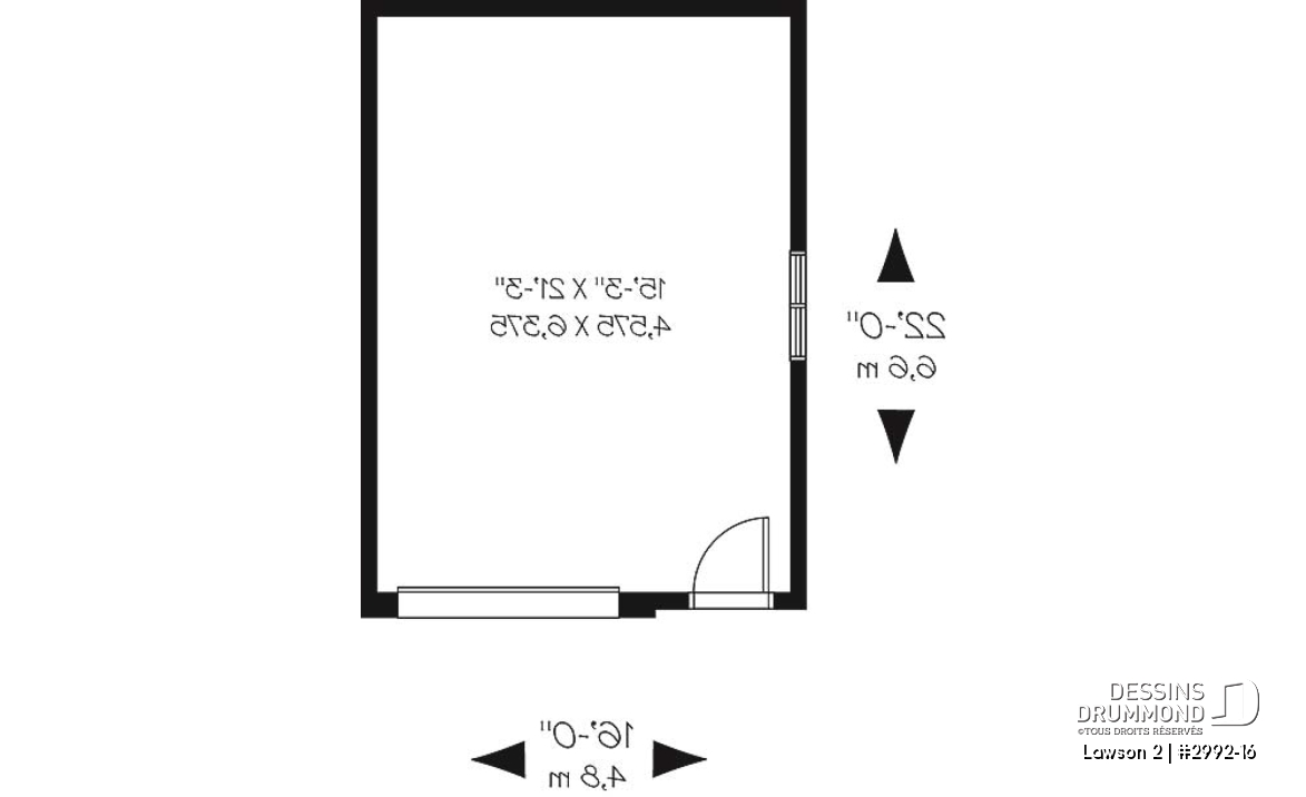 Rez-de-chaussée - Petit plan de garage détaché pour 1 voiture, style pouvant s'intégrer à tous les genres de maison - Lawson 2