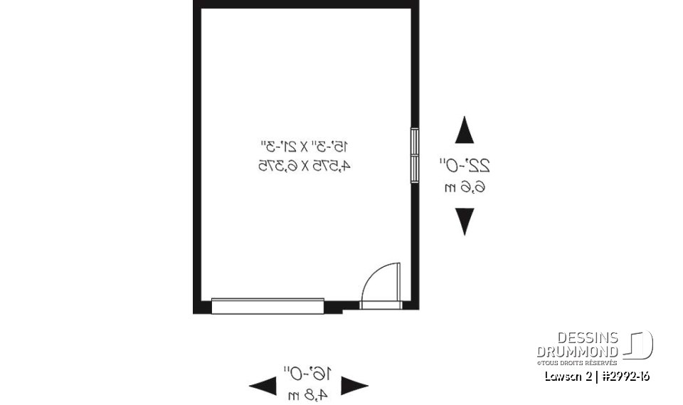 Rez-de-chaussée - Petit plan de garage détaché pour 1 voiture, style pouvant s'intégrer à tous les genres de maison - Lawson 2