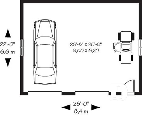 Rez-de-chaussée - Plan de garage conçu pour deux voitures avec espace de rangement - Larson