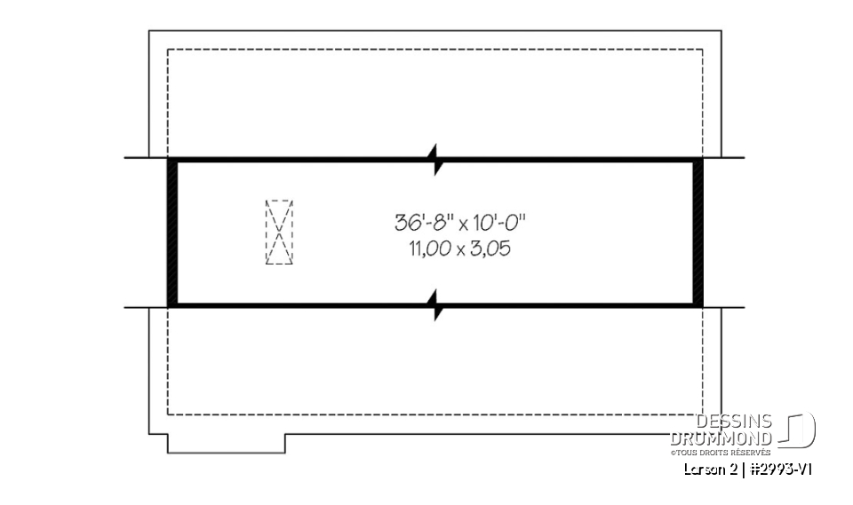 Étage - Plan de garage double offrant de l'espace pour 2 voitures et espace de rangement au grenier - Larson 2