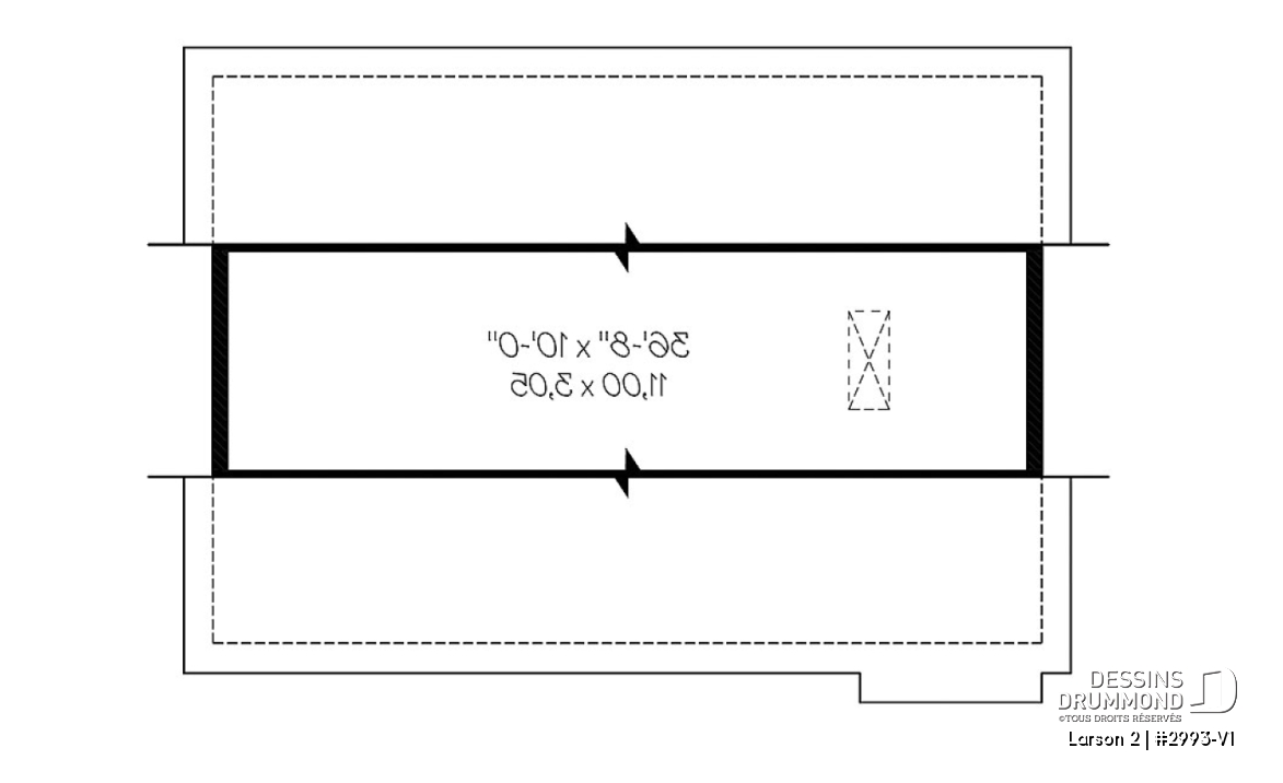 Étage - Plan de garage double offrant de l'espace pour 2 voitures et espace de rangement au grenier - Larson 2