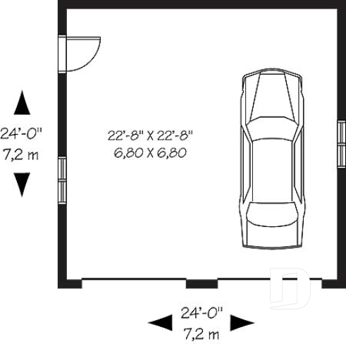 Rez-de-chaussée - Plan de garage double, style champêtre, construction simple et économique, 2 portes et un design intemporel. - Nordet