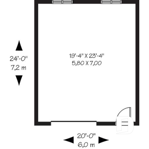 Rez-de-chaussée - Plan de garage simple de style champêtre, 20pi x 24pi - Durand 3