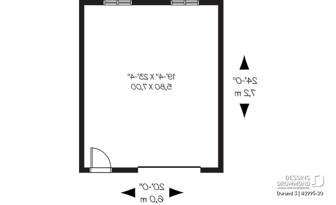Rez-de-chaussée - Plan de garage simple de style champêtre, 20pi x 24pi - Durand 3