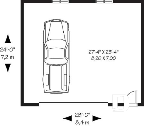 Rez-de-chaussée - Garage double de style champêtre  - Durand