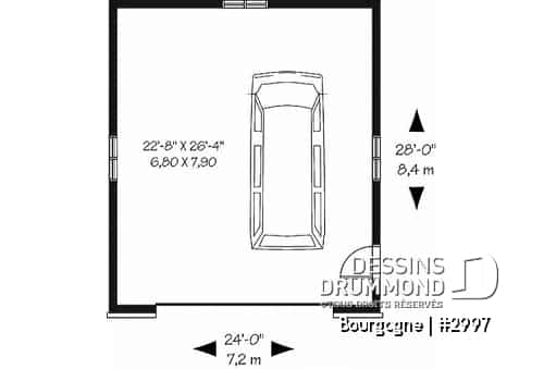 Rez-de-chaussée - Élégant plan de garage double détaché de style Européen, avec plafond à 9'6''. - Bourgogne
